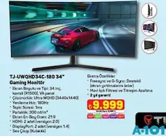 THULL TJ-UWQHD34C-180 34 İNÇ GAMİNG OYUNCU MONİTÖR